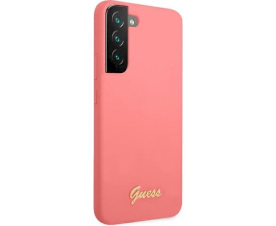 Guess GUHCS22MLSLMGFU Hardcase Silicone Script Metal Logo Aizsargapvalks priekš S22+ S906 / fuksija Neoriģinālie Maciņi