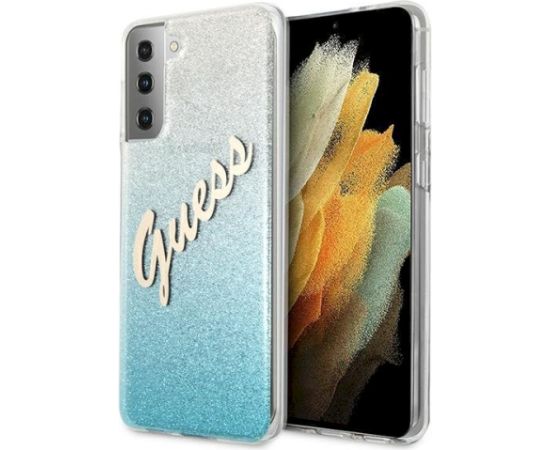 Guess GUHCS21MPCUGLSBL Hardcase Glitter Gradient Script Защитный чехол для Samsung Galaxy S21+ G996 / синий Чехлы - альтернативные