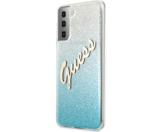 Guess GUHCS21MPCUGLSBL Hardcase Glitter Gradient Script Защитный чехол для Samsung Galaxy S21+ G996 / синий Чехлы - альтернативные