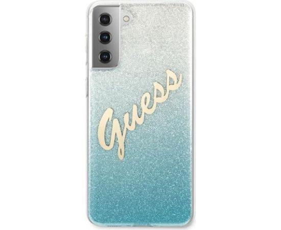 Guess GUHCS21MPCUGLSBL Hardcase Glitter Gradient Script Защитный чехол для Samsung Galaxy S21+ G996 / синий Чехлы - альтернативные