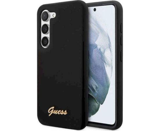 Guess GUHCS23MSLSMK S23+ S916 Aizsargapvalks priekš Silicone Vintage Gold Logo / melns Neoriģinālie Maciņi