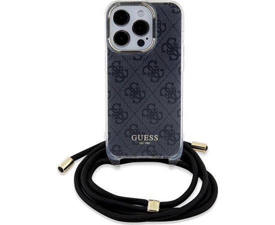 Guess GUHCP15LHC4SEK Crossbody Cord 4G Print Aizsargapvalks priekš iPhone 15 Pro 6.1" / melns Neoriģinālie Maciņi