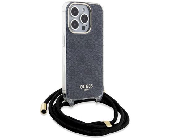 Guess GUHCP15LHC4SEK Crossbody Cord 4G Print Aizsargapvalks priekš iPhone 15 Pro 6.1" / melns Neoriģinālie Maciņi