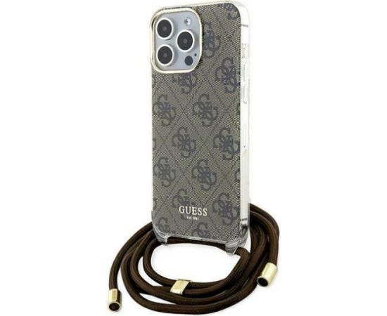 Guess GUHCP15LHC4SEW Hardcase Crossbody Cord 4G Print Aizsargapvalks priekš iPhone 15 Pro 6.1" / brūns Neoriģinālie Maciņi