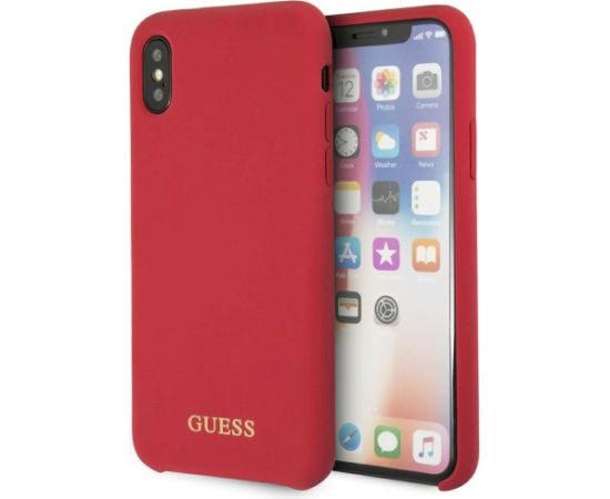 Guess GUHCPXLSGLRE Silicone Hardcase Aizsargapvalks priekš iPhone X/Xs / sarkans Neoriģinālie Maciņi