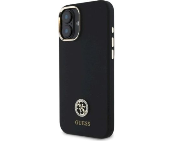 Guess GUHCP16SM4DGPK Silicone Logo Strass 4G Aizsargapvalks priekš iPhone 16 6.1" / melns Neoriģinālie Maciņi