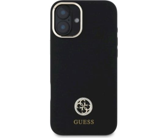 Guess GUHCP16SM4DGPK Silicone Logo Strass 4G Aizsargapvalks priekš iPhone 16 6.1" / melns Neoriģinālie Maciņi