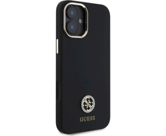 Guess GUHCP16SM4DGPK Silicone Logo Strass 4G Aizsargapvalks priekš iPhone 16 6.1" / melns Neoriģinālie Maciņi