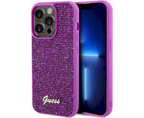 Guess GUHCP14XPMSDGSF Hardcase Disco Metal Script Aizsargapvalks priekš iPhone 14 Pro Max 6.7" / fuksijas Neoriģinālie Maciņi