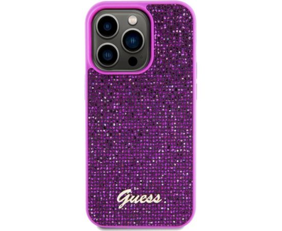 Guess GUHCP14XPMSDGSF Hardcase Disco Metal Script Aizsargapvalks priekš iPhone 14 Pro Max 6.7" / fuksijas Neoriģinālie Maciņi