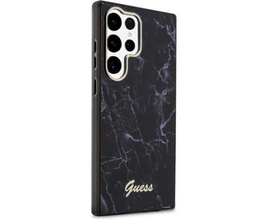 Guess GUHCS23LPCUMAK Marble Hardcase Aizsargapvalks priekš S23 Ultra S918 / melns Neoriģinālie Maciņi