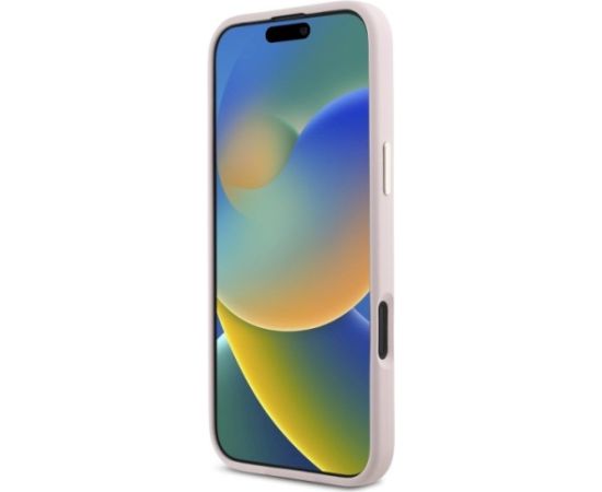 Guess GUHCP16SSMBSLP Silicone Script Metal Logo & Frame Aizsargapvalks priekš iPhone 16 6.1" / rozā Neoriģinālie Maciņi