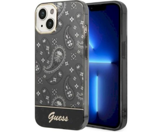 Guess GUHCP14SHGBNHK Bandana Paisley Aizsargapvalks priekš iPhone 14/15/13 6.1" / melns Neoriģinālie Maciņi