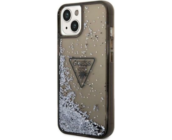 Guess GUHCP14SLFCTPK Liquid Glitter Palm Collection Aizsargapvalks priekš iPhone 14 / 15 / 13 6.1" / melns Neoriģinālie Maciņi
