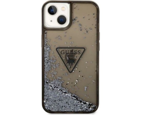 Guess GUHCP14SLFCTPK Liquid Glitter Palm Collection Aizsargapvalks priekš iPhone 14 / 15 / 13 6.1" / melns Neoriģinālie Maciņi