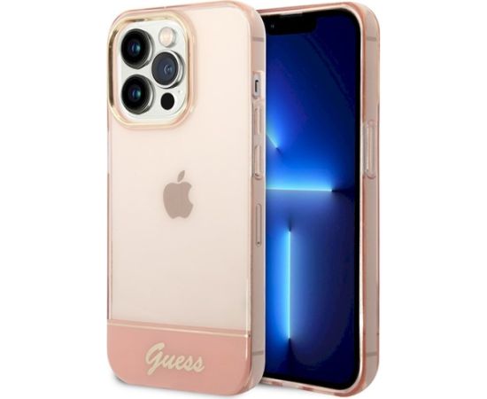 Guess GUHCP14XHGCOP Aizsargapvalks priekš iPhone 14 Pro Max 6,7" / rozā caurspīdīgs Neoriģinālie Maciņi