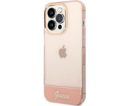 Guess GUHCP14XHGCOP Aizsargapvalks priekš iPhone 14 Pro Max 6,7" / rozā caurspīdīgs Neoriģinālie Maciņi