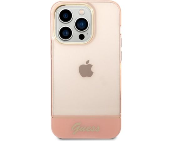 Guess GUHCP14XHGCOP Aizsargapvalks priekš iPhone 14 Pro Max 6,7" / rozā caurspīdīgs Neoriģinālie Maciņi