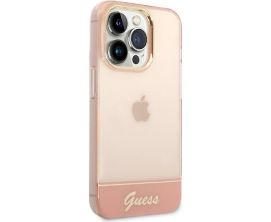 Guess GUHCP14XHGCOP Aizsargapvalks priekš iPhone 14 Pro Max 6,7" / rozā caurspīdīgs Neoriģinālie Maciņi