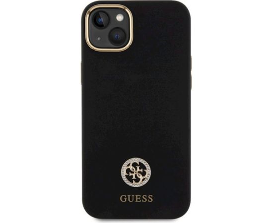 Guess GUHCP15M4DGPK Aizsargapvalks priekš iPhone 15 Plus / 14 Plus 6.7" / melns hardcase Silicone Logo Strass 4G Neoriģinālie Maciņi