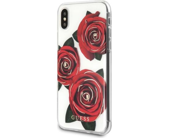 Guess GUHCPXROSTR Hardcase Flower Desire Aizsargapvalks priekš iPhone X / red rose Neoriģinālie Maciņi