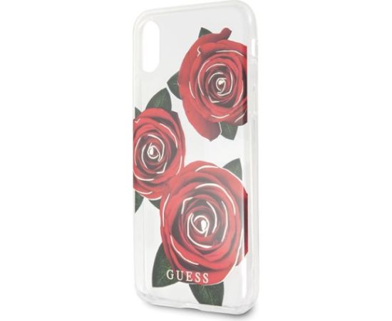 Guess GUHCPXROSTR Hardcase Flower Desire Aizsargapvalks priekš iPhone X / red rose Neoriģinālie Maciņi