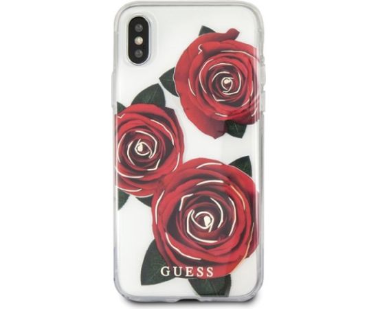 Guess GUHCPXROSTR Hardcase Flower Desire Aizsargapvalks priekš iPhone X / red rose Neoriģinālie Maciņi