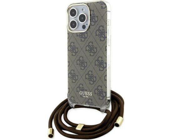 Guess GUHCP15XHC4SEW Crossbody Cord 4G Print Aizsargapvalks priekš iPhone 15 Pro Max 6.7" / brūns Neoriģinālie Maciņi