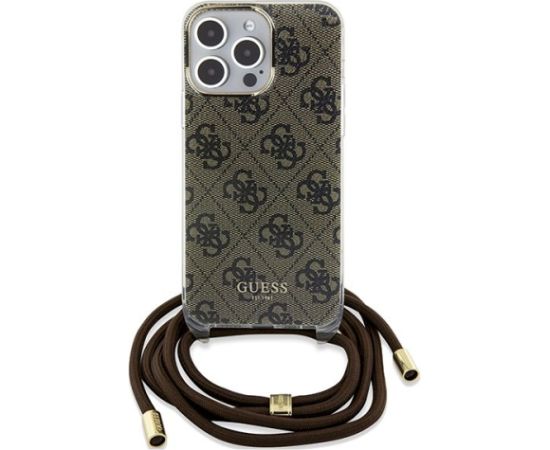Guess GUHCP15XHC4SEW Crossbody Cord 4G Print Aizsargapvalks priekš iPhone 15 Pro Max 6.7" / brūns Neoriģinālie Maciņi