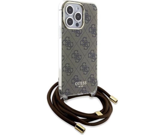 Guess GUHCP15XHC4SEW Crossbody Cord 4G Print Aizsargapvalks priekš iPhone 15 Pro Max 6.7" / brūns Neoriģinālie Maciņi