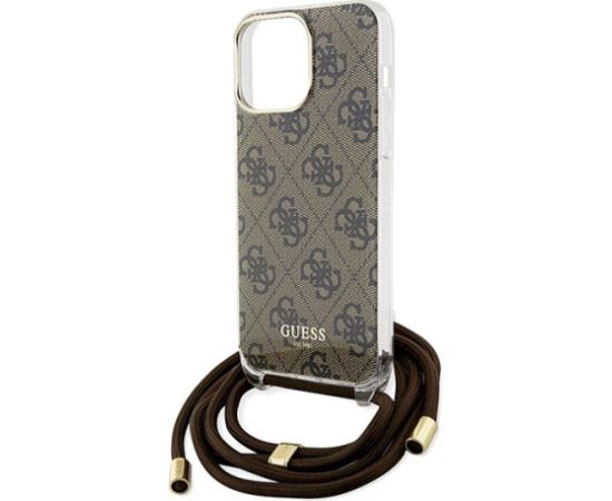 Guess GUHCP15XHC4SEW Crossbody Cord 4G Print Aizsargapvalks priekš iPhone 15 Pro Max 6.7" / brūns Neoriģinālie Maciņi