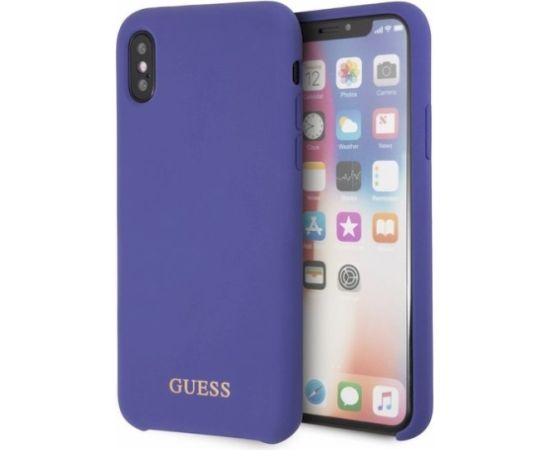 Guess GUHCPXLSGLUV Silicone Hard Case Aizsargapvalks priekš iPhone X/Xs / violets Neoriģinālie Maciņi