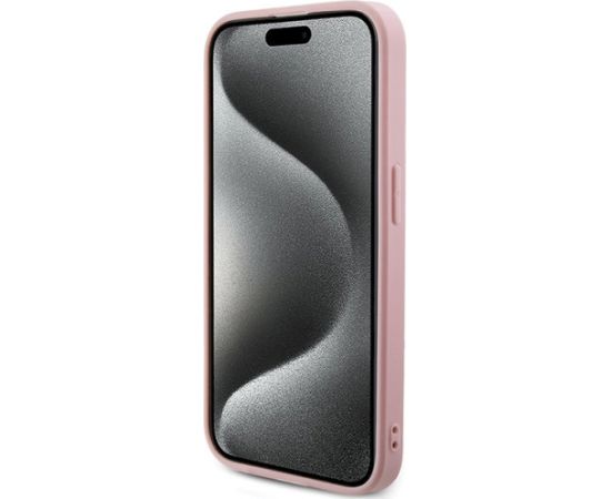 Guess GUHCP15XPSAIRSP Saffiano Iridescent Script Aizsargapvalks priekš iPhone 15 Pro Max 6.7" / rozā Neoriģinālie Maciņi