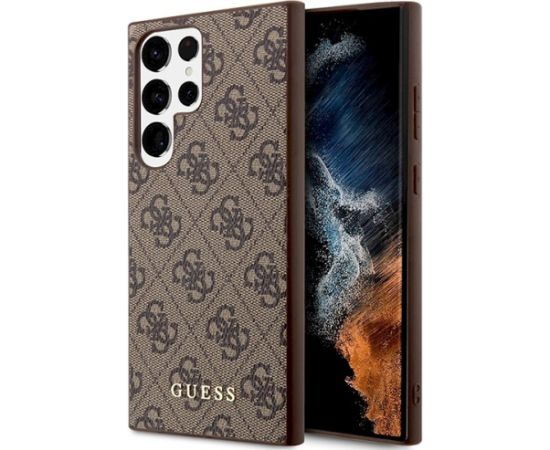 Guess GUHCS23LG4GFBR Hardcase 4G Metal Gold Logo Aizsargapvalks priekš Samsung Galaxy S23 Ultra S918 / brūns Neoriģinālie Maciņi