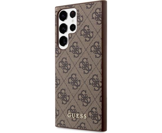 Guess GUHCS23LG4GFBR Hardcase 4G Metal Gold Logo Aizsargapvalks priekš Samsung Galaxy S23 Ultra S918 / brūns Neoriģinālie Maciņi