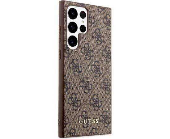 Guess GUHCS23LG4GFBR Hardcase 4G Metal Gold Logo Aizsargapvalks priekš Samsung Galaxy S23 Ultra S918 / brūns Neoriģinālie Maciņi