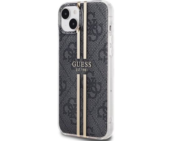 Guess GUHCP15MH4PSEGK Hardcase IML 4G Gold Stripe Aizsargapvalks priekš iPhone 15 Plus/14 Plus 6.7" / melns Neoriģinālie Maciņi