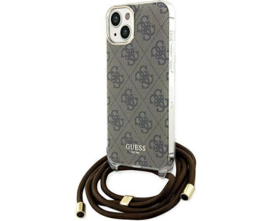 Guess GUHCP15SHC4SEW Crossbody Cord 4G Print Aizsargapvalks priekš iPhone 15 / 14 / 13 6.1" / brūns Neoriģinālie Maciņi