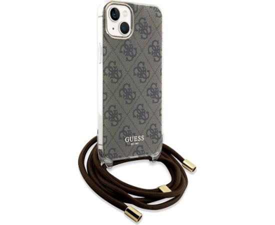 Guess GUHCP15SHC4SEW Crossbody Cord 4G Print Aizsargapvalks priekš iPhone 15 / 14 / 13 6.1" / brūns Neoriģinālie Maciņi