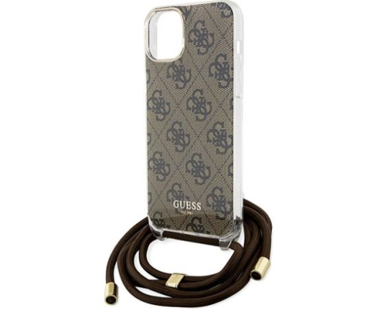 Guess GUHCP15SHC4SEW Crossbody Cord 4G Print Aizsargapvalks priekš iPhone 15 / 14 / 13 6.1" / brūns Neoriģinālie Maciņi
