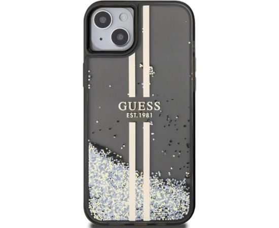 Guess GUHCP15MLFCSEGK Liquid Glitter Gold Stripes Aizsargapvalks priekš iPhone 15 Plus/14 Plus 6.7" / melns Neoriģinālie Maciņi