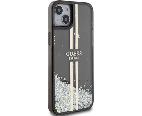 Guess GUHCP15MLFCSEGK Liquid Glitter Gold Stripes Aizsargapvalks priekš iPhone 15 Plus/14 Plus 6.7" / melns Neoriģinālie Maciņi