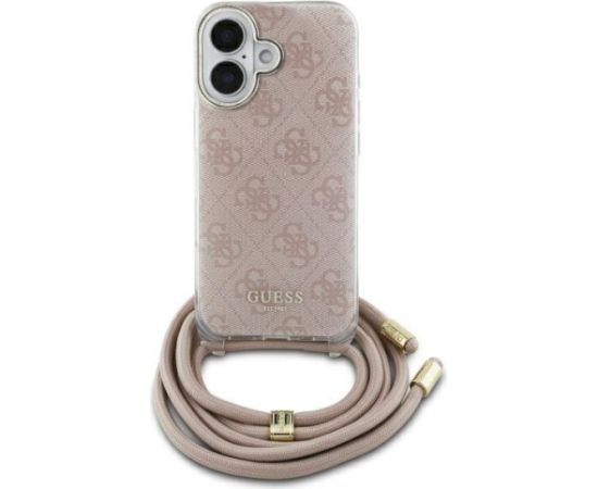Guess GUHCP16SHC4SEP Hardcase Crossbody Cord 4G Print Aizsargapvalks priekš iPhone 16 6.1" / rozā Neoriģinālie Maciņi