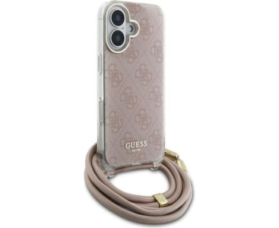 Guess GUHCP16SHC4SEP Hardcase Crossbody Cord 4G Print Aizsargapvalks priekš iPhone 16 6.1" / rozā Neoriģinālie Maciņi