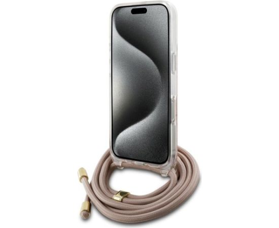 Guess GUHCP16SHC4SEP Hardcase Crossbody Cord 4G Print Aizsargapvalks priekš iPhone 16 6.1" / rozā Neoriģinālie Maciņi