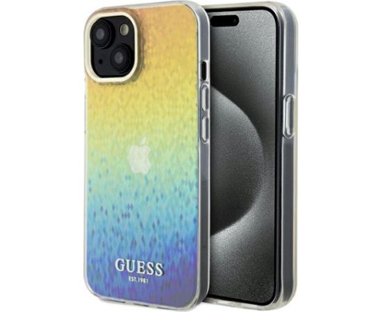 Guess GUHCP14SHDECMI Hardcase IML Faceted Mirror Disco Iridesc Aizsargapvalks priekš iPhone 14 / 15 / 13 6.1" Neoriģinālie Maciņi
