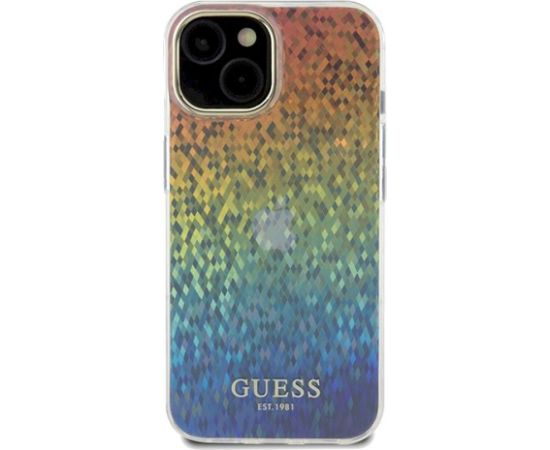 Guess GUHCP14SHDECMI Hardcase IML Faceted Mirror Disco Iridesc Aizsargapvalks priekš iPhone 14 / 15 / 13 6.1" Neoriģinālie Maciņi