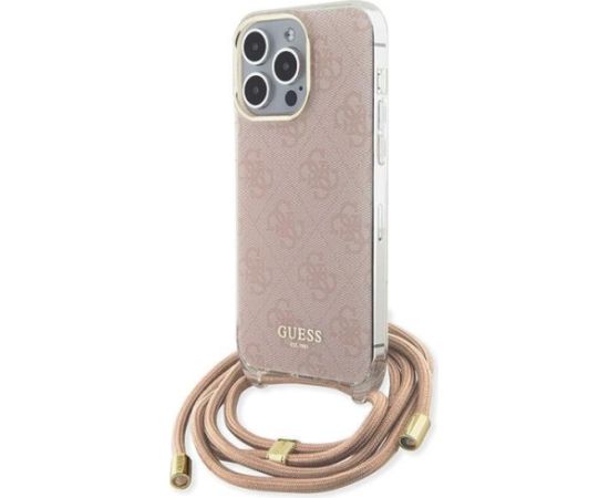 Guess GUHCP15LHC4SEP Hardcase Crossbody Cord 4G Print Aizsargapvalks priekš iPhone 15 Pro 6.1" / rozā Neoriģinālie Maciņi