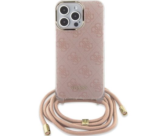 Guess GUHCP15LHC4SEP Hardcase Crossbody Cord 4G Print Aizsargapvalks priekš iPhone 15 Pro 6.1" / rozā Neoriģinālie Maciņi