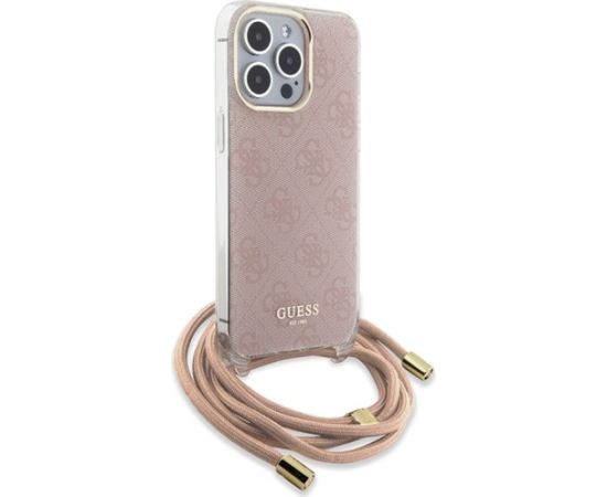 Guess GUHCP15LHC4SEP Hardcase Crossbody Cord 4G Print Aizsargapvalks priekš iPhone 15 Pro 6.1" / rozā Neoriģinālie Maciņi